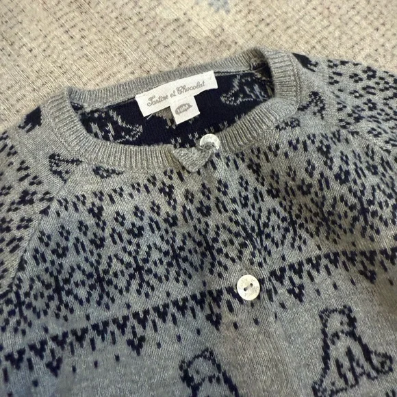 Tartine et Chocolat Gray and Black Patterned Cardigan - Picture 4 of 8